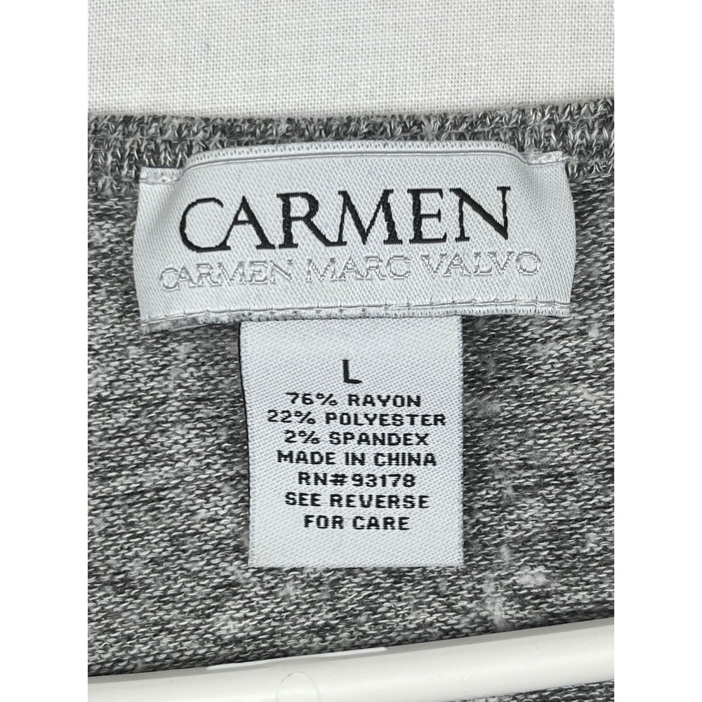 Carmen Marc Valvo Top Womens Large Cowl Neck Zipper Shoulder Marl Grey L - Picture 2 of 6